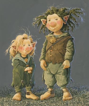 Two troll children illustrated by Brian Pilkington.