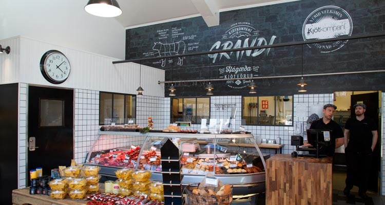 The inside of Kjötkompaní butcher shop and deli